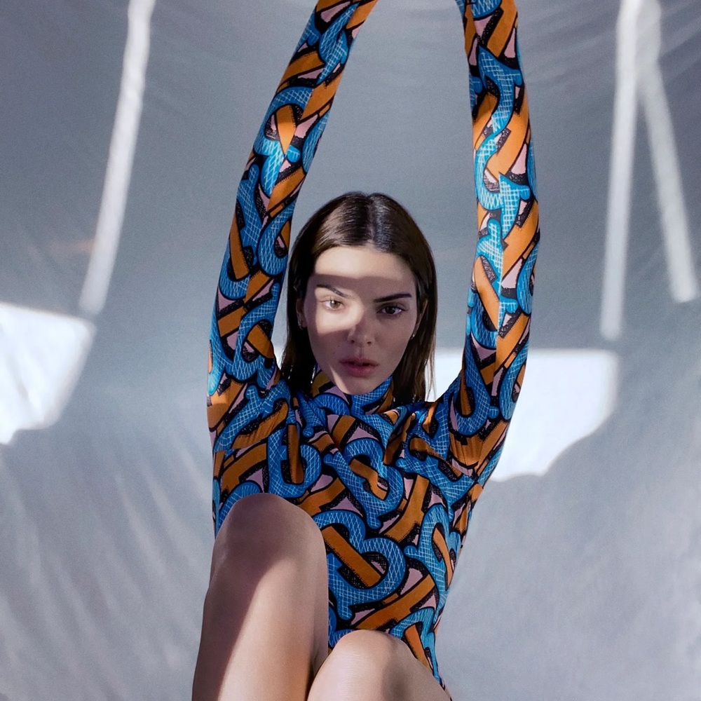 Burberry TB Monogram Printed Bodysuit - Kendal Jenner Surfing or swimwear
